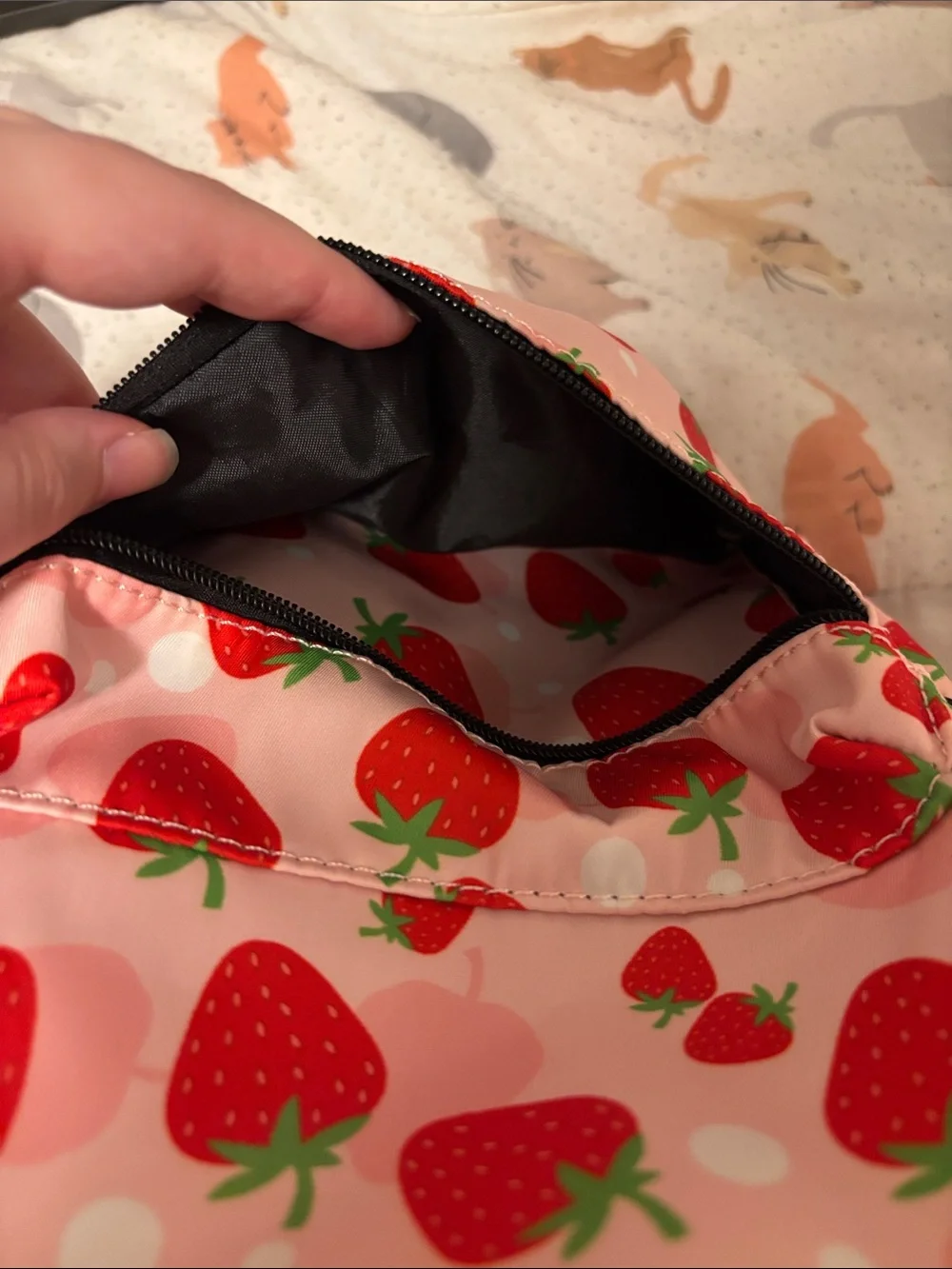 strawberry pink and red mini backpack